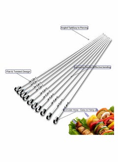 Excefore 10PCS Barbecue Skewers -15 inch Stainless Steel Wide Flat Metal Reusable Dishwasher Safe Grill Tools, Needles Kabob Sticks, Suitable for outdoor barbecues, family gatherings and gifts  - Image 4