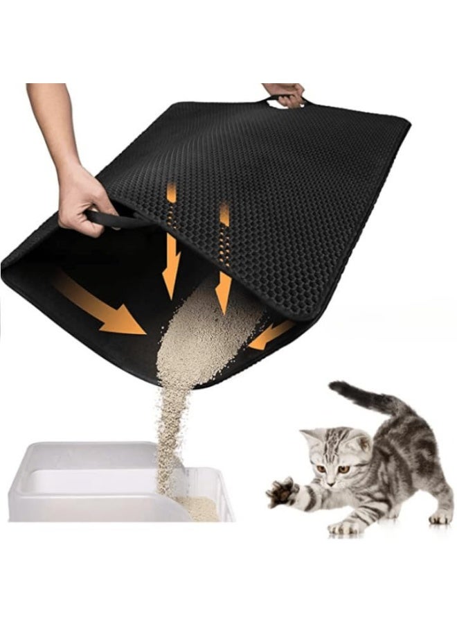 سجادة فضلات القطط السوداء الصغيرة | مضادة للتتبع، مقاومة للماء، غير قابلة للانزلاق | سهلة التنظيف - Image 2