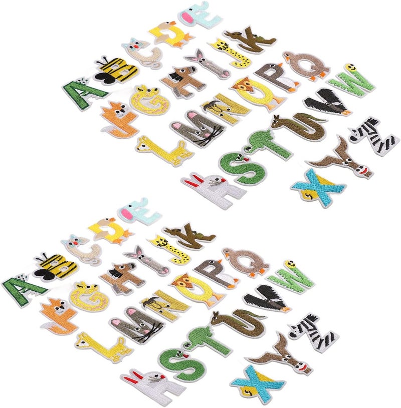 52 Pcs Iron On Letter Patches, Animal Shape A to Z Alphabet Patches, Colorful Embroidery Patches with Hot Melt Adhesive for DIY Clothing Backpacks Curtains Kids Apparel - Image 4