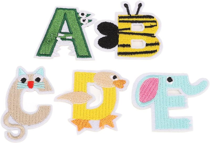 52 Pcs Iron On Letter Patches, Animal Shape A to Z Alphabet Patches, Colorful Embroidery Patches with Hot Melt Adhesive for DIY Clothing Backpacks Curtains Kids Apparel - Image 3