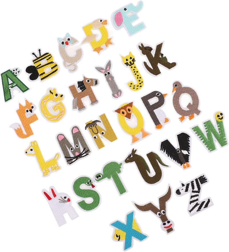 52 Pcs Iron On Letter Patches, Animal Shape A to Z Alphabet Patches, Colorful Embroidery Patches with Hot Melt Adhesive for DIY Clothing Backpacks Curtains Kids Apparel - Image 5