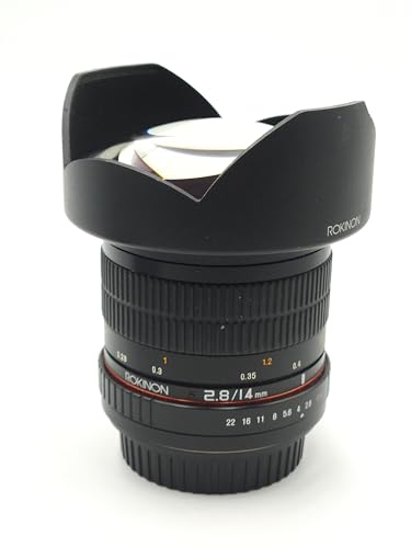 Samyang 14mm F28 Full Frame Ultra Wide Angle Lens for CanonEF BuiltIn AE Chip Manual Focus Low Distortion Wide Aperture Petal Hood One Size Black - Image 1