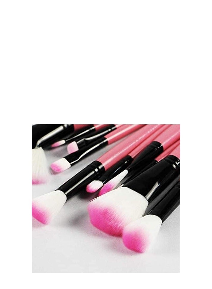 طقم فرش مكياج 24 قطعة مع حافظة – فرش تجميل احترافية للوجه والعيون بخامة ناعمة ولون بينك وردي أنيق - Image 2