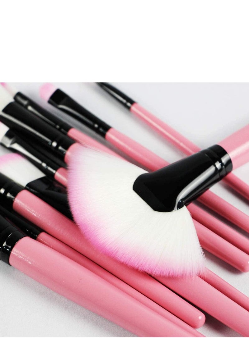 طقم فرش مكياج 24 قطعة مع حافظة – فرش تجميل احترافية للوجه والعيون بخامة ناعمة ولون بينك وردي أنيق - Image 3