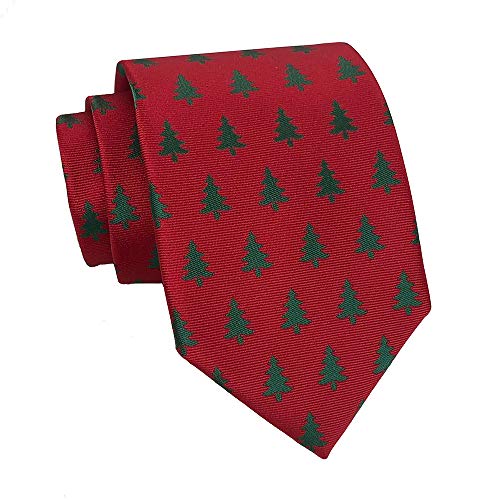 Kebocis Boy's Holiday Ties Christmas Tree Tie Season Party Necktie Novelty Fun Tie, Red - Image 1