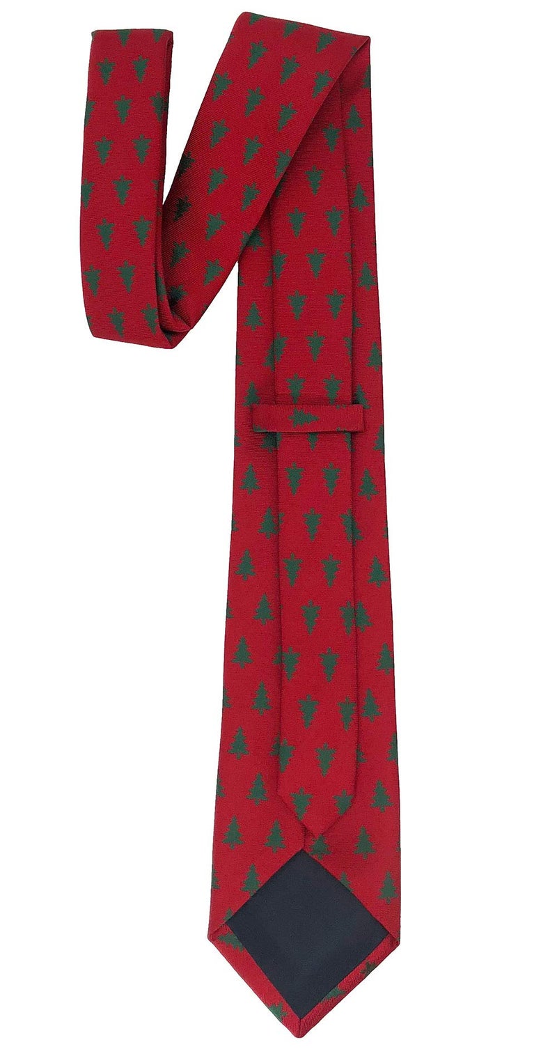 Kebocis Boy's Holiday Ties Christmas Tree Tie Season Party Necktie Novelty Fun Tie, Red - Image 3