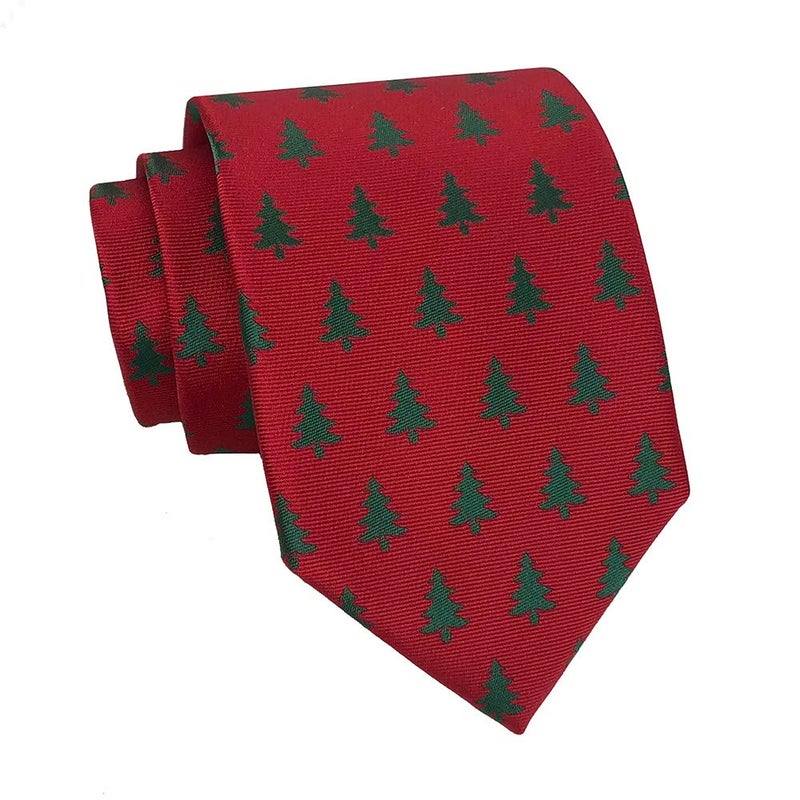 Kebocis Boy's Holiday Ties Christmas Tree Tie Season Party Necktie Novelty Fun Tie, Red - Image 5