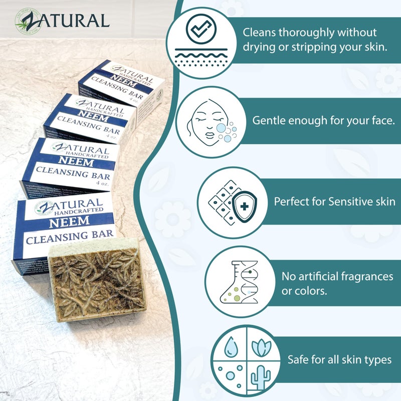 Zatural Neem Soap Bar Ultra-Sensitive Skin-Soothing Therapy for Skin Irritation, Itching, Flaking, and Dryness (3 Count) - Image 5