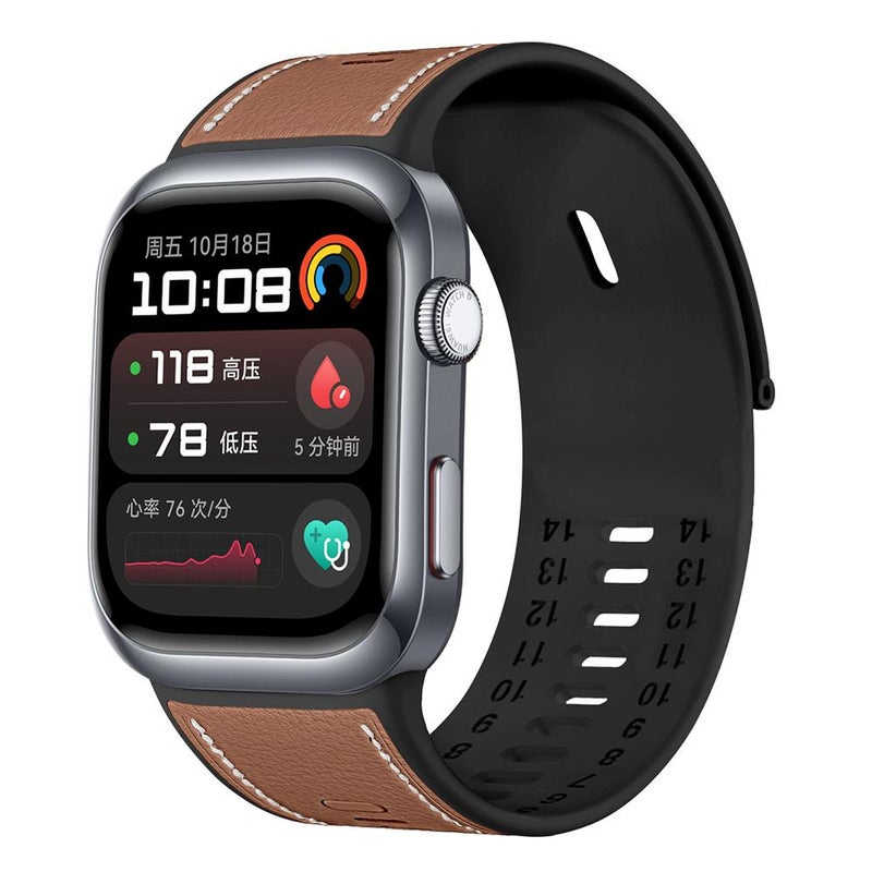 سوار ساعة هواوي واتش دي 2 الهجين المصنوع من السيليكون والجلد (بني) - Image 1