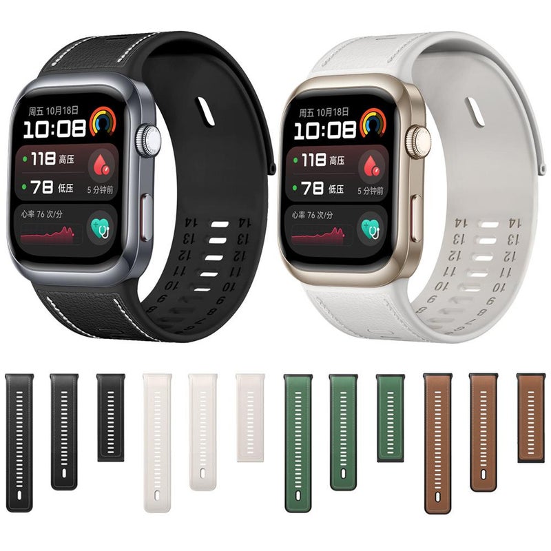 سوار ساعة هواوي واتش دي 2 الهجين المصنوع من السيليكون والجلد (بني) - Image 3