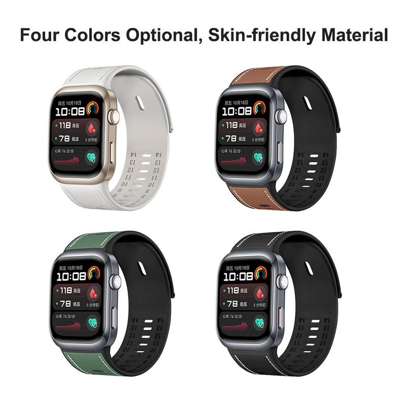 سوار ساعة هواوي واتش دي 2 الهجين المصنوع من السيليكون والجلد (بني) - Image 4