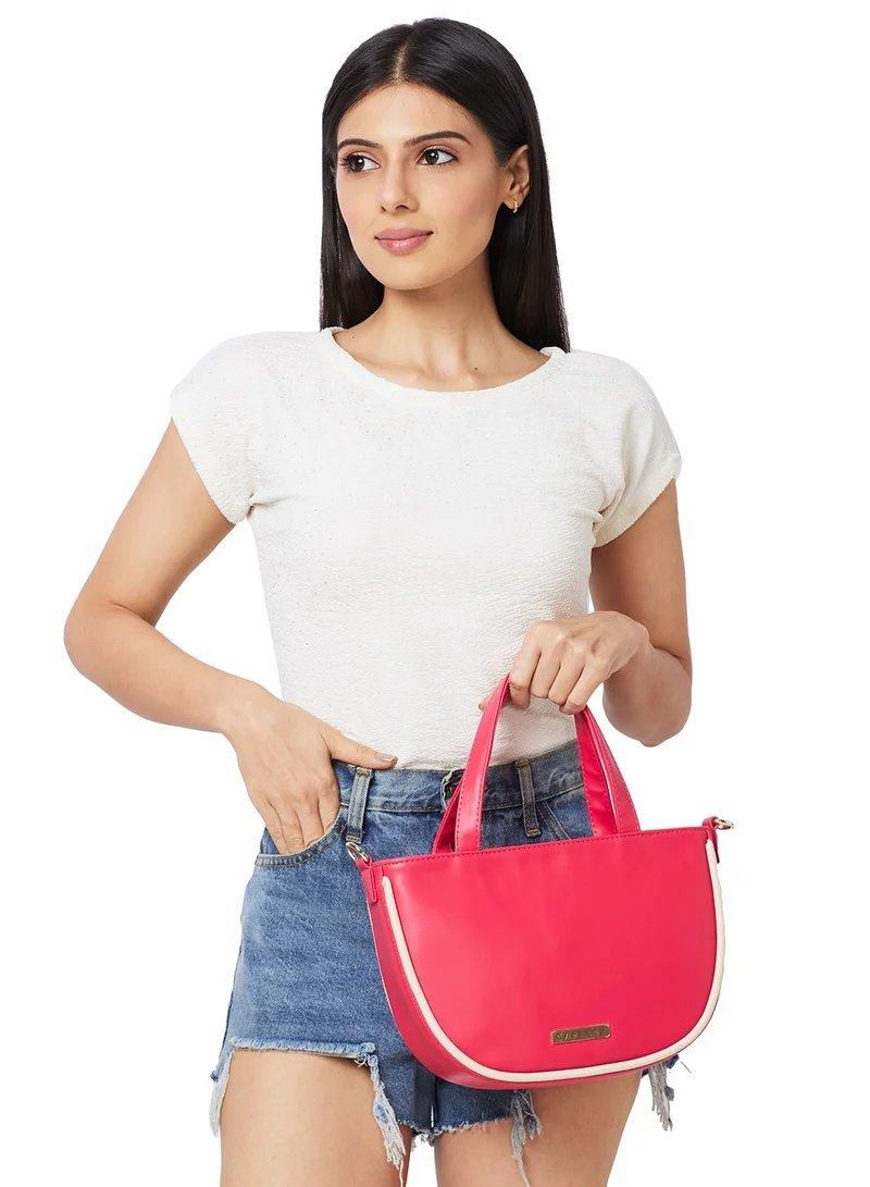 CAPRESE Caprese Gracie Solid Magenta Faux Leather Medium Satchel Bag