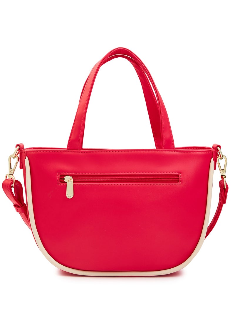 Caprese Gracie Solid Magenta Faux Leather Medium Satchel Bag - Image 3