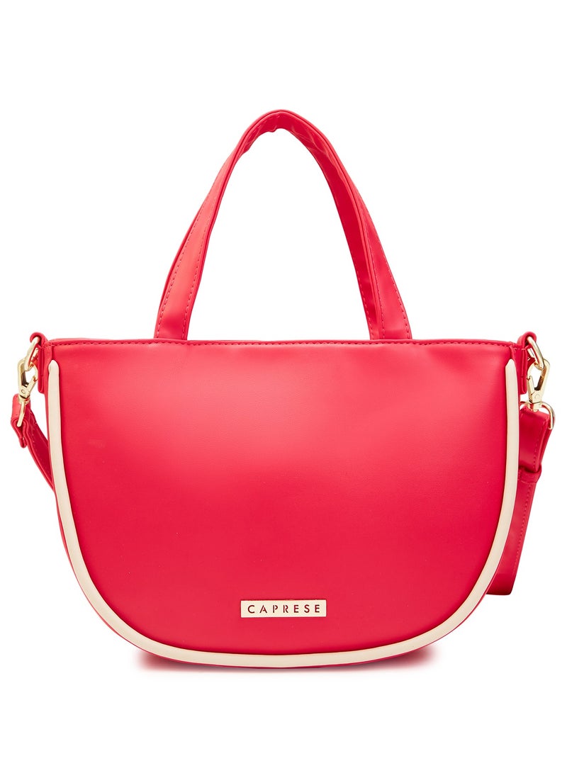 Caprese Gracie Solid Magenta Faux Leather Medium Satchel Bag - Image 1