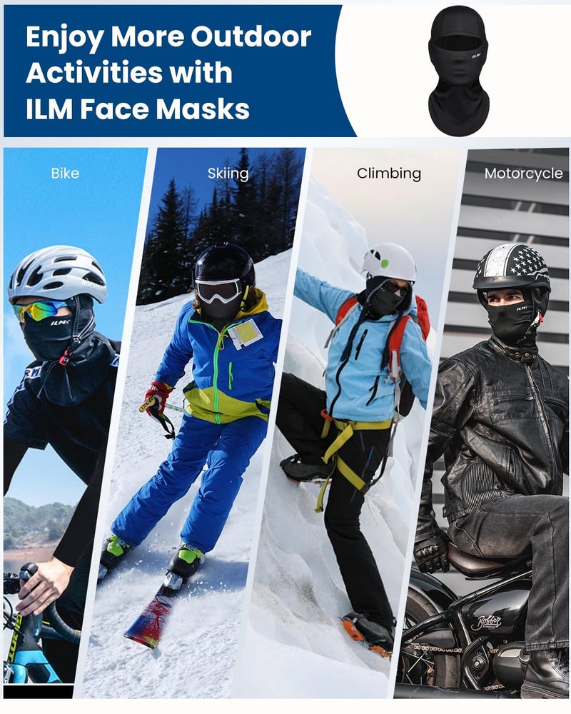 ILM Adult Motorcycle Balaclava Face Mask for Ski Model FM01 Men Women Black - Image 5