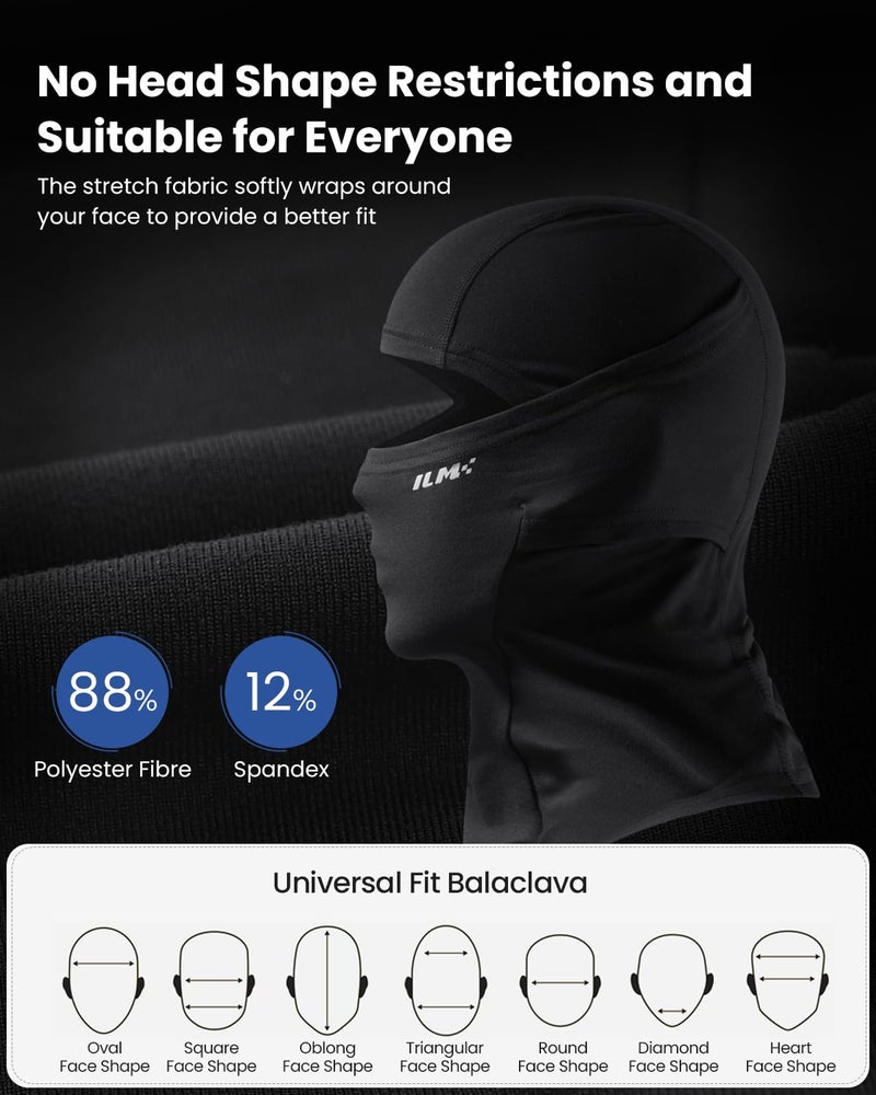 ILM Adult Motorcycle Balaclava Face Mask for Ski Model FM01 Men Women Black - Image 3