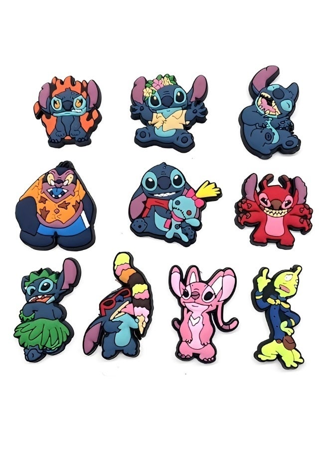 10 PCS Crocs Shoe Decoration Charms Stitch Series Charms Shoes Charm for Crocs Hole Hole Shoe for Kids Boys Girls Men Women Party Supplies - Image 3