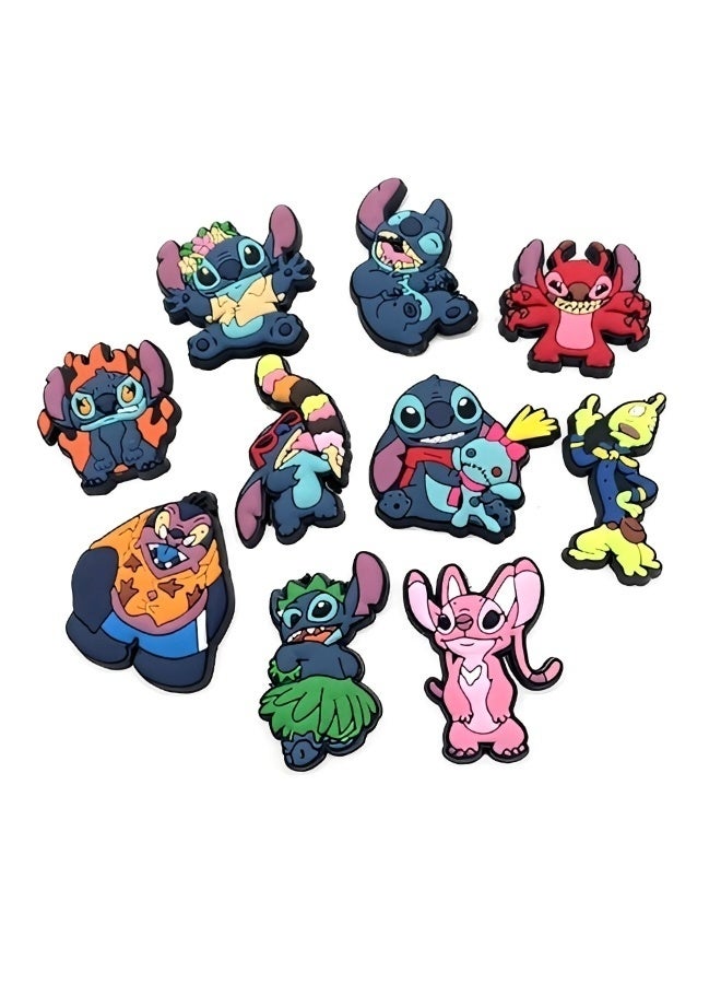 10 PCS Crocs Shoe Decoration Charms Stitch Series Charms Shoes Charm for Crocs Hole Hole Shoe for Kids Boys Girls Men Women Party Supplies - Image 2