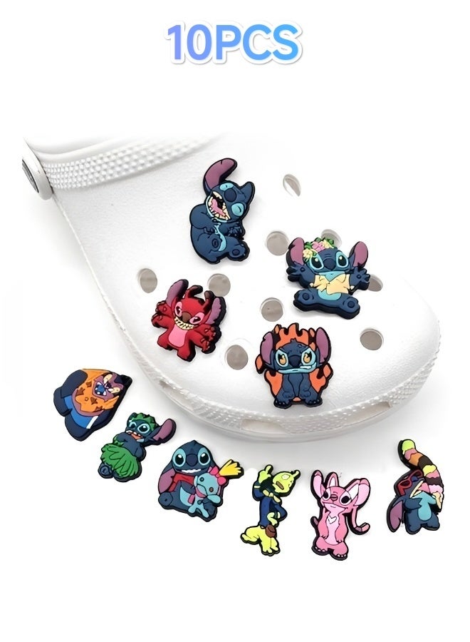 10 PCS Crocs Shoe Decoration Charms Stitch Series Charms Shoes Charm for Crocs Hole Hole Shoe for Kids Boys Girls Men Women Party Supplies - Image 1