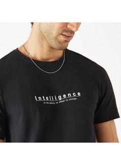 Iconic Iconic Typographic Print T-shirt with Short Sleeves  - Image 4