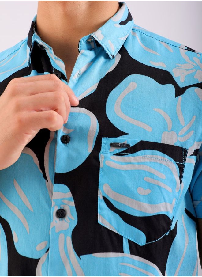 The Indian Garage Co - Men Slim Fit Floral Printed Half Sleeves Spread Collar Resort Wear Shirt - Image 1