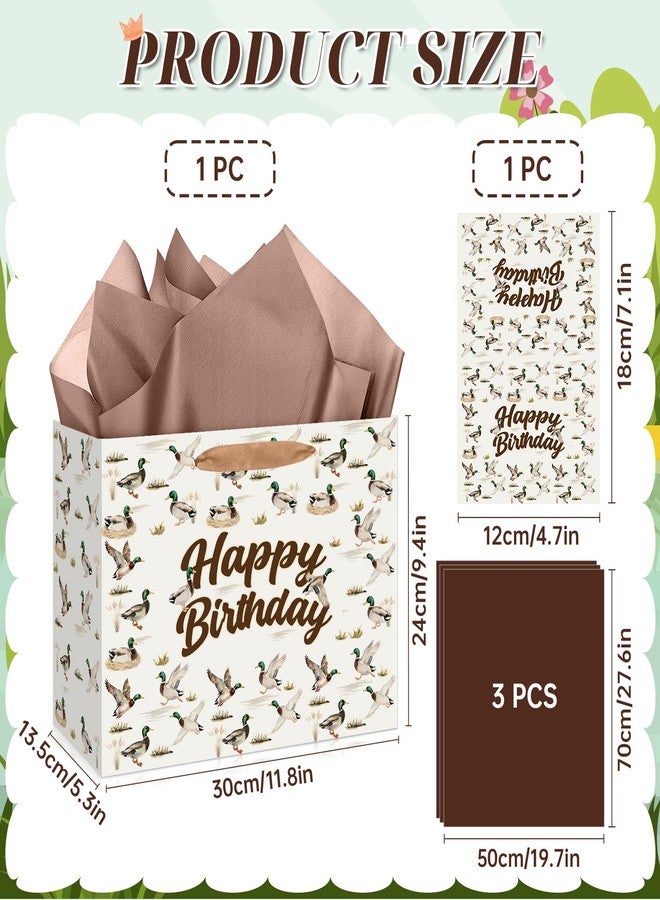 LUUFILx Mallard Duck Birthday Gift Bag for Boys Girls Duck Hunting Birthday Gift Wrap Bag Set with Handle Mallard Wrapping Paper Greeting Card for Kids Baby Shower Hunting Party Favors Decorations Supplies - Image 4