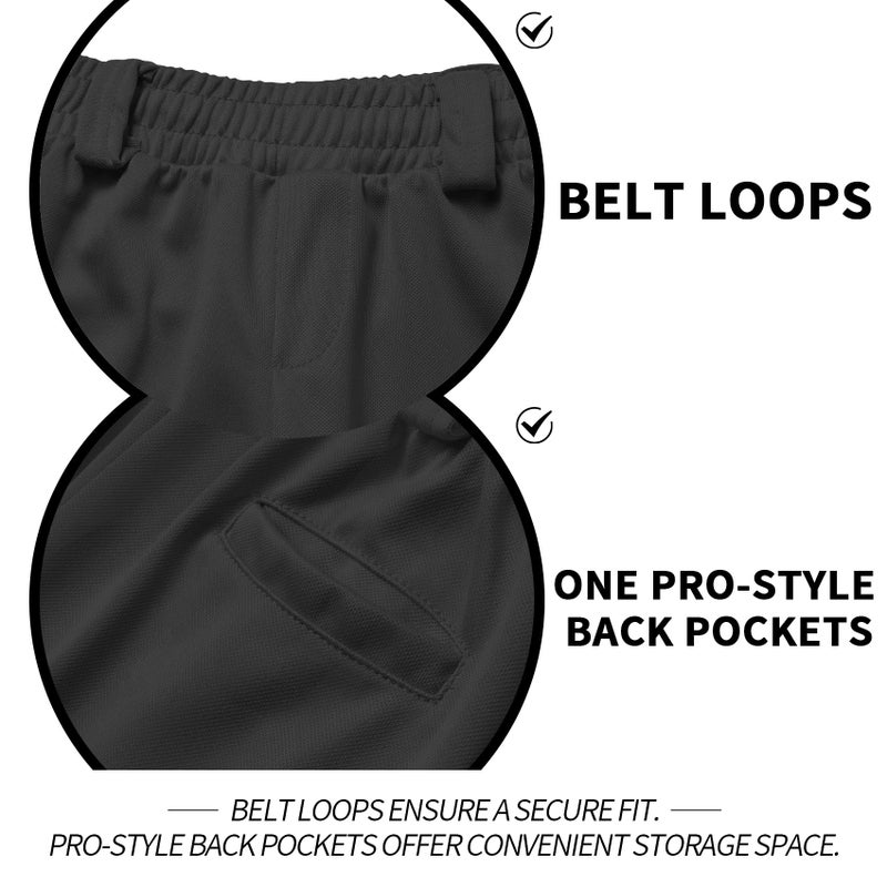 QBK Youth Toddler Baseball Pants Softball Pants Kids Tee Ball Pants for Boy Girl 2T-17Yearsï¼ˆBlack 6Tï¼‰ - Image 3