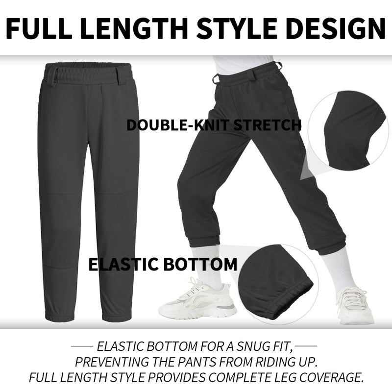 QBK Youth Toddler Baseball Pants Softball Pants Kids Tee Ball Pants for Boy Girl 2T-17Yearsï¼ˆBlack 6Tï¼‰ - Image 2