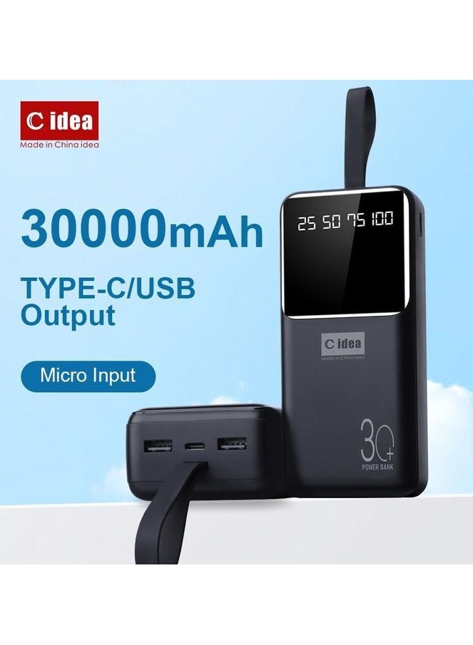 C idea 30000 mAh Power Bank Portable Charger – Simultaneous Charging for Smartphones, Tablets, Gaming Devices, Bluetooth & More – Compact, Travel-Friendly Design for On-the-Go Power Anywhere - Black - Image 1