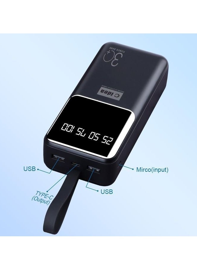 C idea 30000 mAh Power Bank Portable Charger – Simultaneous Charging for Smartphones, Tablets, Gaming Devices, Bluetooth & More – Compact, Travel-Friendly Design for On-the-Go Power Anywhere - Black - Image 3