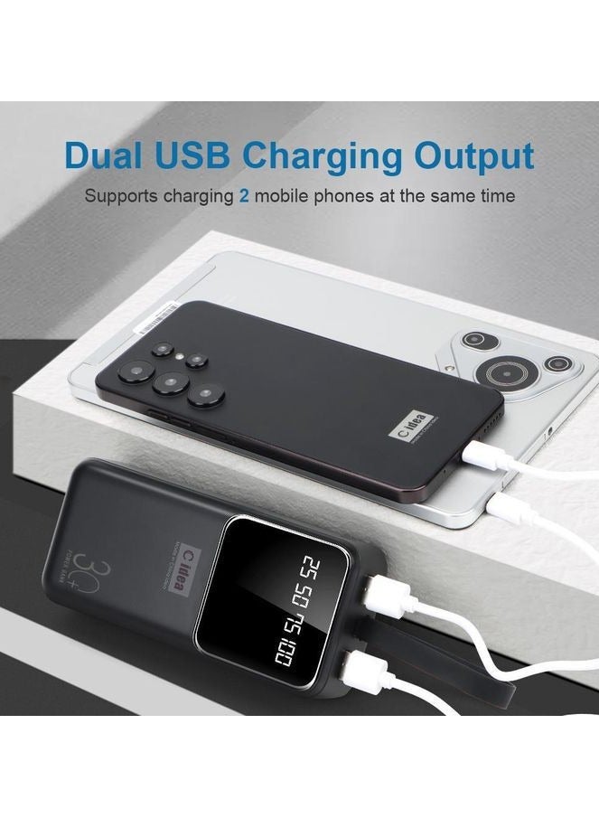 C idea 30000 mAh Power Bank Portable Charger – Simultaneous Charging for Smartphones, Tablets, Gaming Devices, Bluetooth & More – Compact, Travel-Friendly Design for On-the-Go Power Anywhere - Black - Image 4