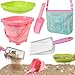 FHOZGECY Beach Toys Sand Toys with Collapsible Bucket Sand Sifter Beach Mesh Shovel Shark Tooth Sifter and Mesh Bag for Shell Collecting Sand Dipper Beach Scoop Toys for Kids Boys and Girls - Image 3