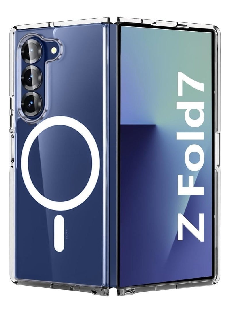 Transparent MagSafe Case for Samsung Galaxy Z Fold 7 with Magnetic Ring, Dual-Part Protective Cover, Slim Hinge-Compatible Design & Shockproof Clear Back – Scratch-Resistant & Lightweight - Image 1