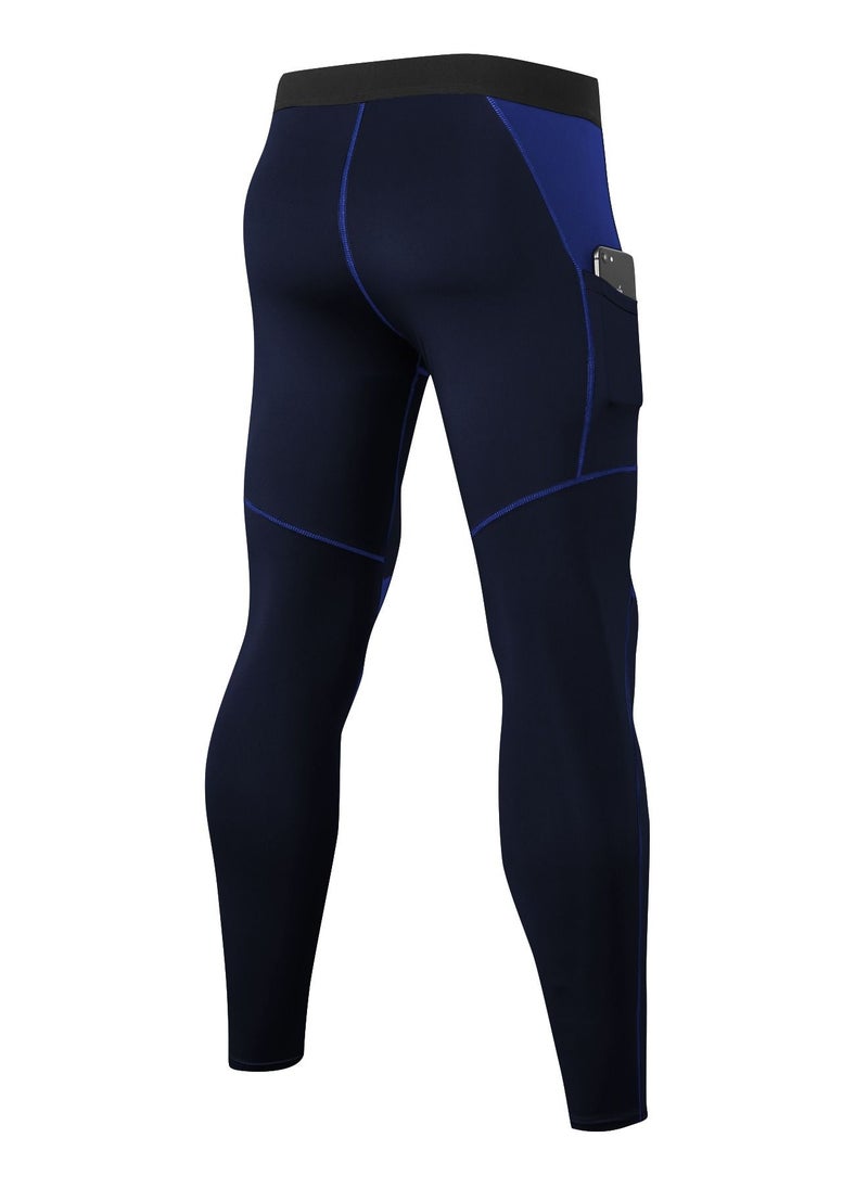 Loquat Men Quick Dry Breathable Elastic Running Trousers Dark Blue  - Image 2