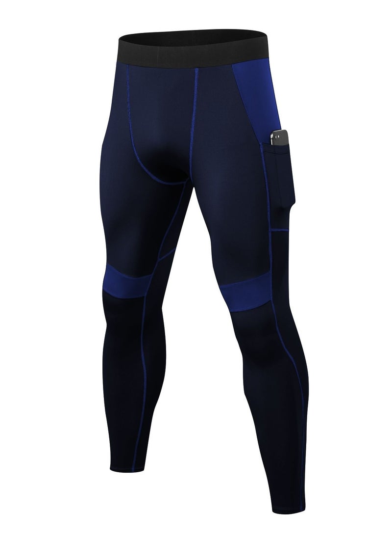 Loquat Men Quick Dry Breathable Elastic Running Trousers Dark Blue  - Image 1