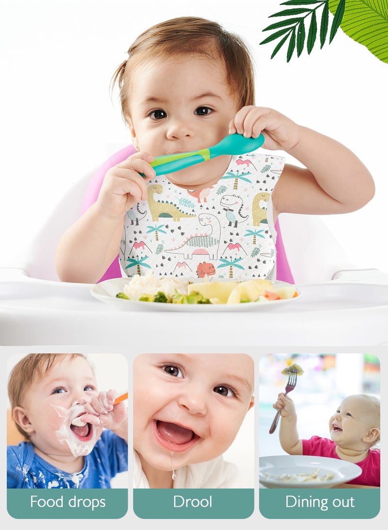 URbazaar 40-Pcs Disposable Baby Bibs for Feeding Drooling – Travel Bibs for Baby  Absorbent + Leakproof Disposable Bibs Baby - Image 5