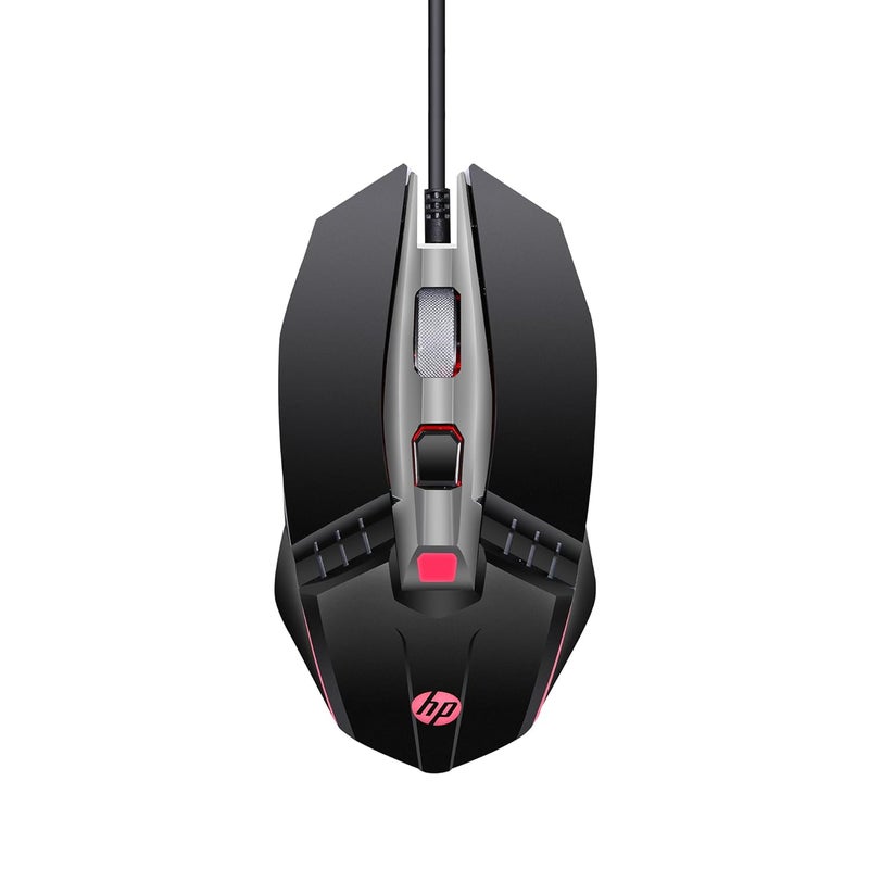 HP M270 Backlit USB Wired Gaming Mouse with 6 Buttons, 4-Speed Customizable 2400 DPI, Ergonomic Design, Breathing LED Lighting, Metal Scroll Wheel, Lightweighted / 3 Years Warranty (7ZZ87AA), Black - Image 1
