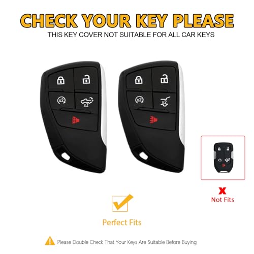 FT FUNTOR for Chevrolet Tahoe Metal Key Fob Cover,PU Leather,Zinc Alloy Key Case Protector,for GMC Yukon Denali Sierra 2021-2025,for Chevy Silverado Suburban Tahoe 2022-2024 (Brown, 5 Button) - Image 2