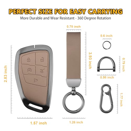 FT FUNTOR for Chevrolet Tahoe Metal Key Fob Cover,PU Leather,Zinc Alloy Key Case Protector,for GMC Yukon Denali Sierra 2021-2025,for Chevy Silverado Suburban Tahoe 2022-2024 (Brown, 5 Button) - Image 5