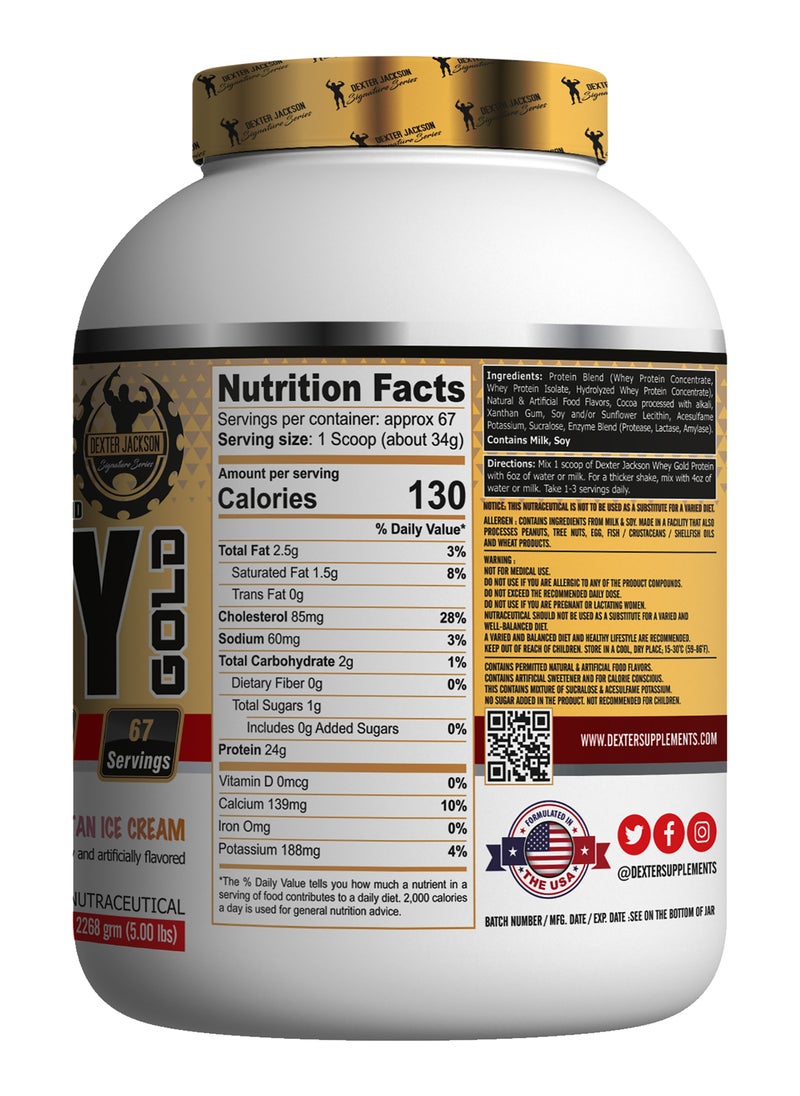 DEXTER JACKSON Dexter Jackson Gold Series Whey Gold - Neapolitan Ice Cream, 2268g (5 Lbs), 67 Servings  - Image 2