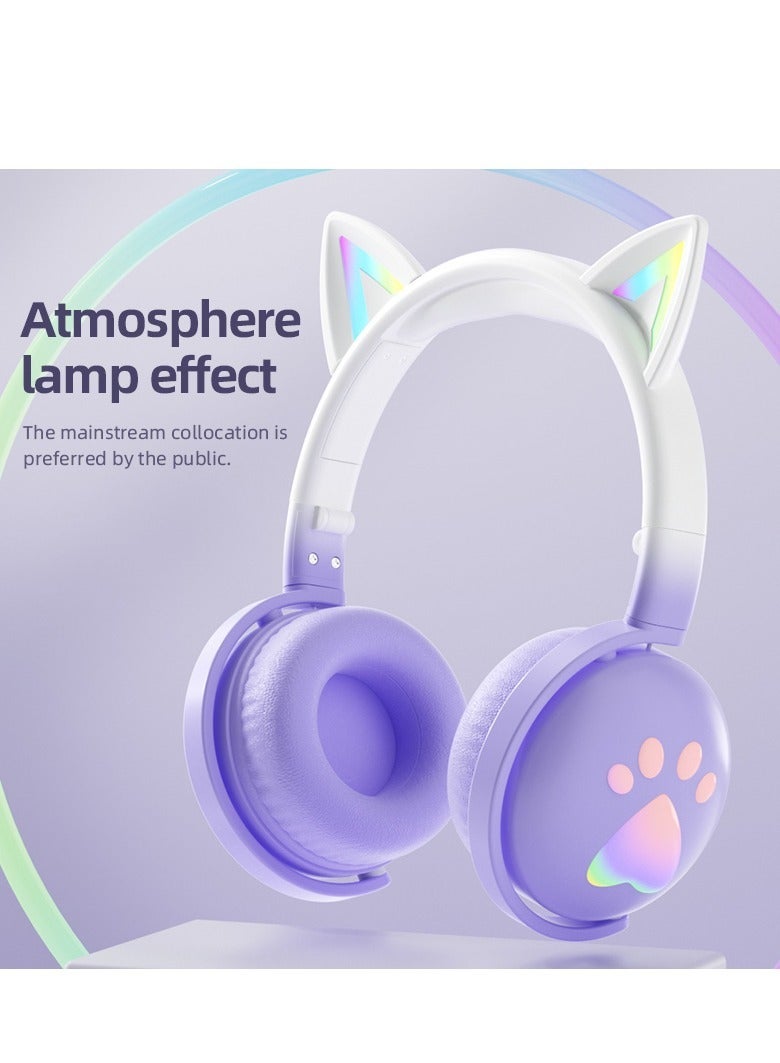 GULFLINK KE-28 Headphone Cute Computer Gaming Over Ear Wireless Headphones Bluetooth Headset Purple  - Image 4
