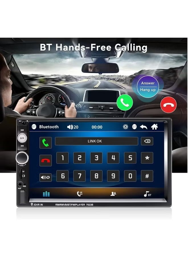 Neutral - Double Din Car Stereo with Carplay Android Auto, 7 Inch HD Car Touchscreen with 12 LED Backup Camera, Car Audio Receiver, MP5 Player Support Bluetooth Mirror Link SWC, Car Radio Receiver( 64G Card) - Image 1