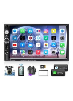 Neutral Double Din Car Stereo with Carplay Android Auto, 7 Inch HD Car Touchscreen with 12 LED Backup Camera, Car Audio Receiver, MP5 Player Support Bluetooth Mirror Link SWC, Car Radio Receiver( 64G Card)  - Image 1