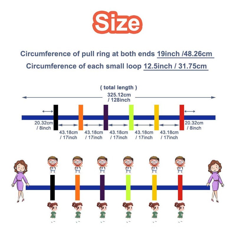 KAVIL Walking Rope for Preschool Line Up Rope with Rings for Kids Toddlers to Walk Together Safety Daycare Leash Straps with Handles Teachers School Belt Colorful Line Holder (12 Children & 2 Adults) - Image 3