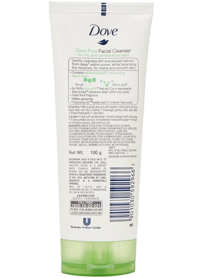 Dove Deep Pure Oil Control Face Wash Cleanser, 100g - Image 2