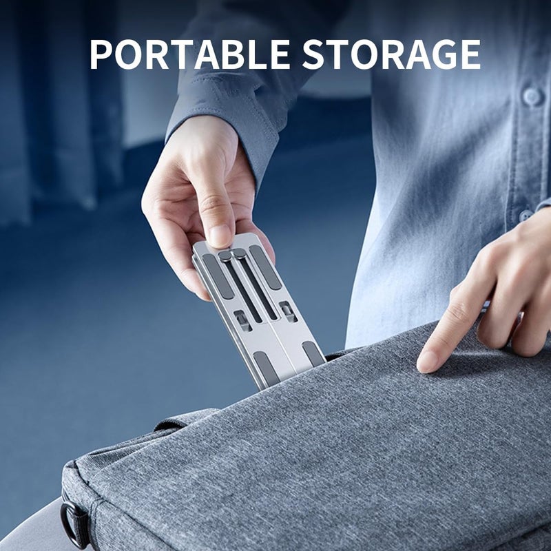 Aluminum Laptop Stand for Desk, 6-Angles Adjustable Laptop Riser Ergonomic Foldable Notebook Stand Compatible with Laptops and iPad up to 15" - Image 4