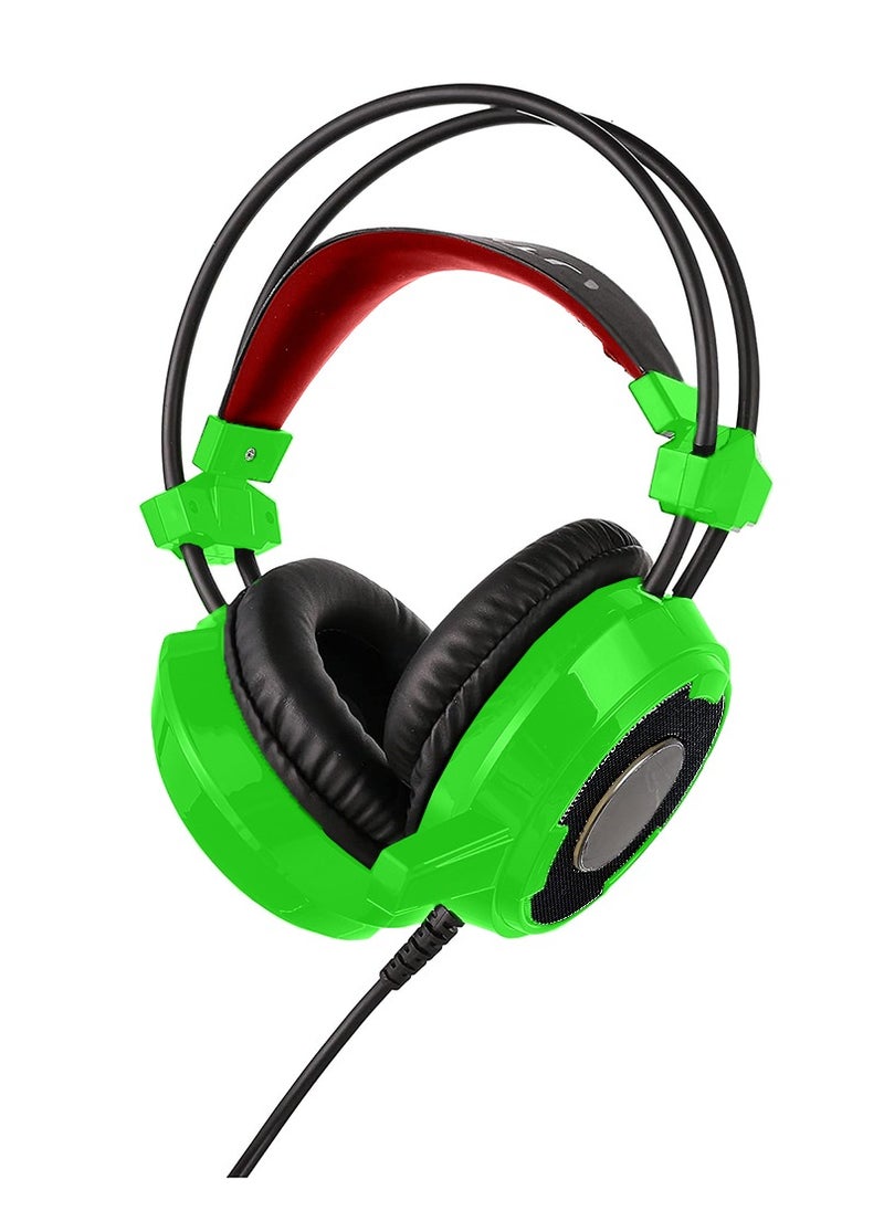 Generic Wired Gaming Headset UT-9 , 7.1 Surround Sound , With LED Light Detachable Microphone , Multi Platforms Headphone , USB/AUX 3.5mm - Green  - Image 1