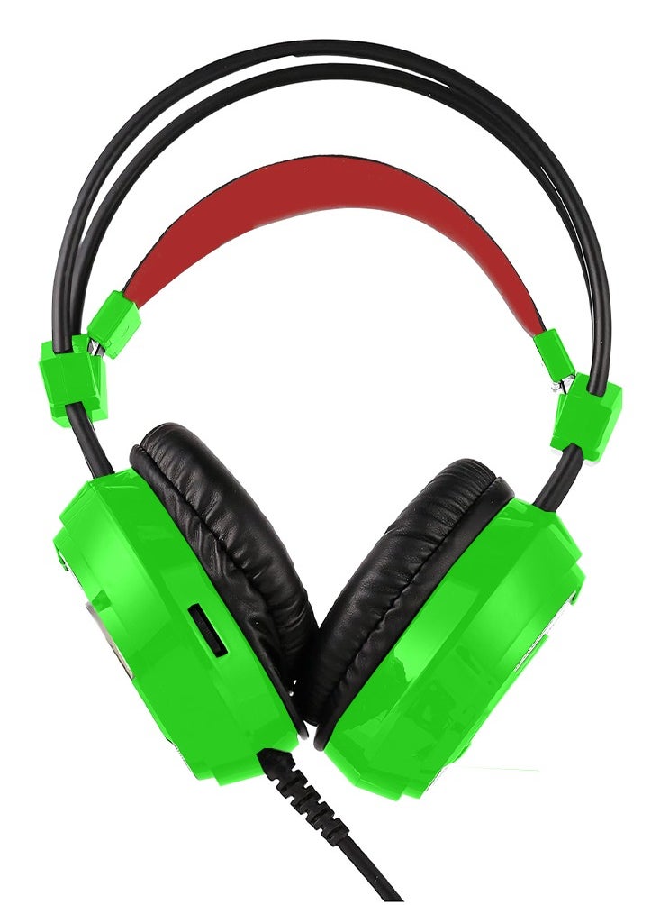Generic Wired Gaming Headset UT-9 , 7.1 Surround Sound , With LED Light Detachable Microphone , Multi Platforms Headphone , USB/AUX 3.5mm - Green  - Image 3
