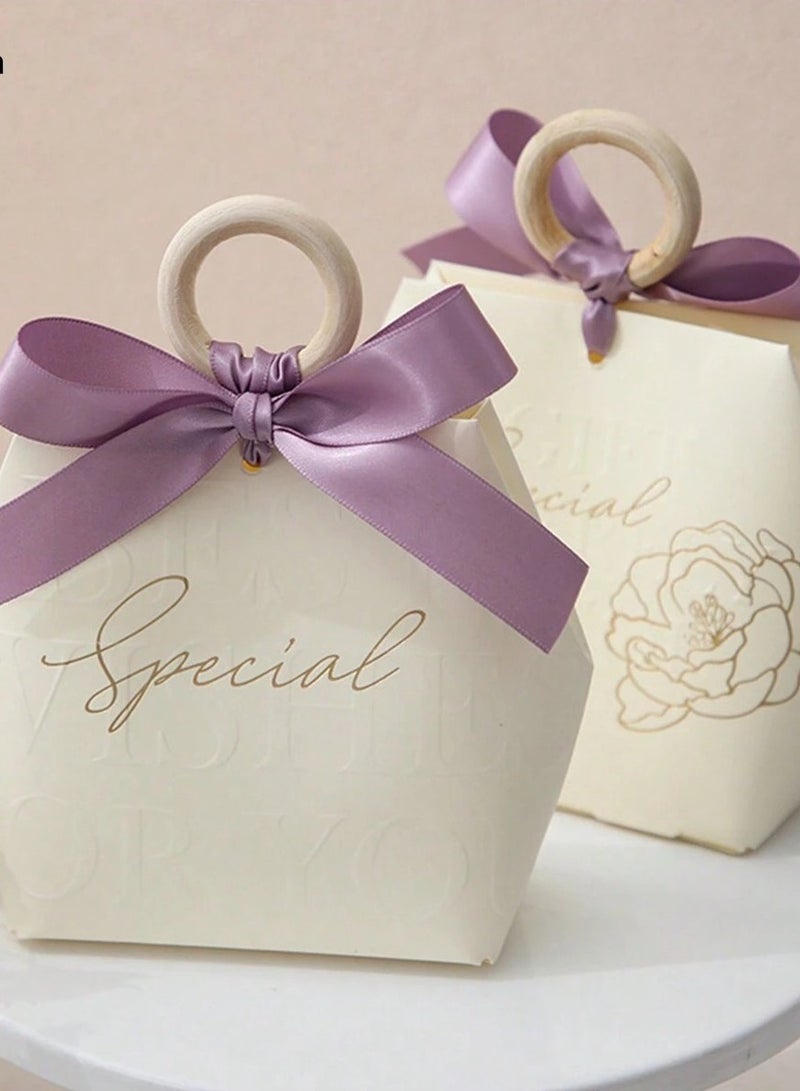 علب توزيعات هدايا لمناسبات التخرج والخطوبه واعياد الميلاد  مزين بفيونكه لطيفه  10 علب - Image 3