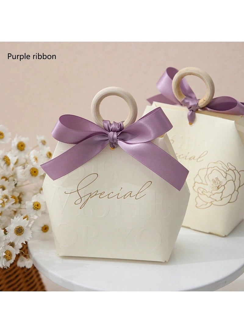 علب توزيعات هدايا لمناسبات التخرج والخطوبه واعياد الميلاد  مزين بفيونكه لطيفه  10 علب - Image 1